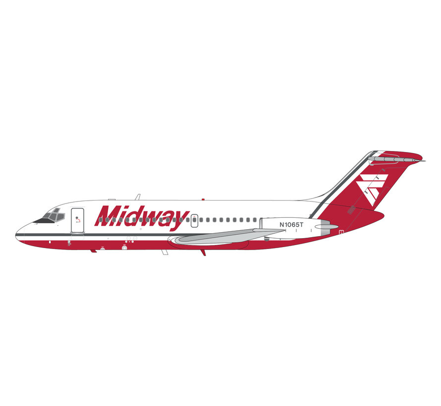 DC9-15 Midway Airlines N1065T 1:200 with stand
