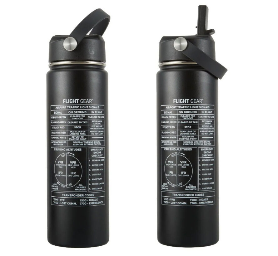 Flight Gear Water Bottle 22 oz with straw