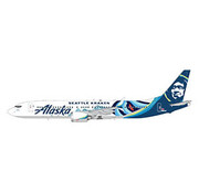 Gemini Jets B737-9 MAX Alaska Airlines Seattle Kraken 1:200 with stand