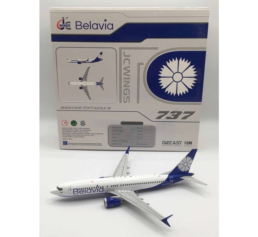 B737-8 MAX Belavia Belarusian Airlines EW-528PA 1:200 with stand