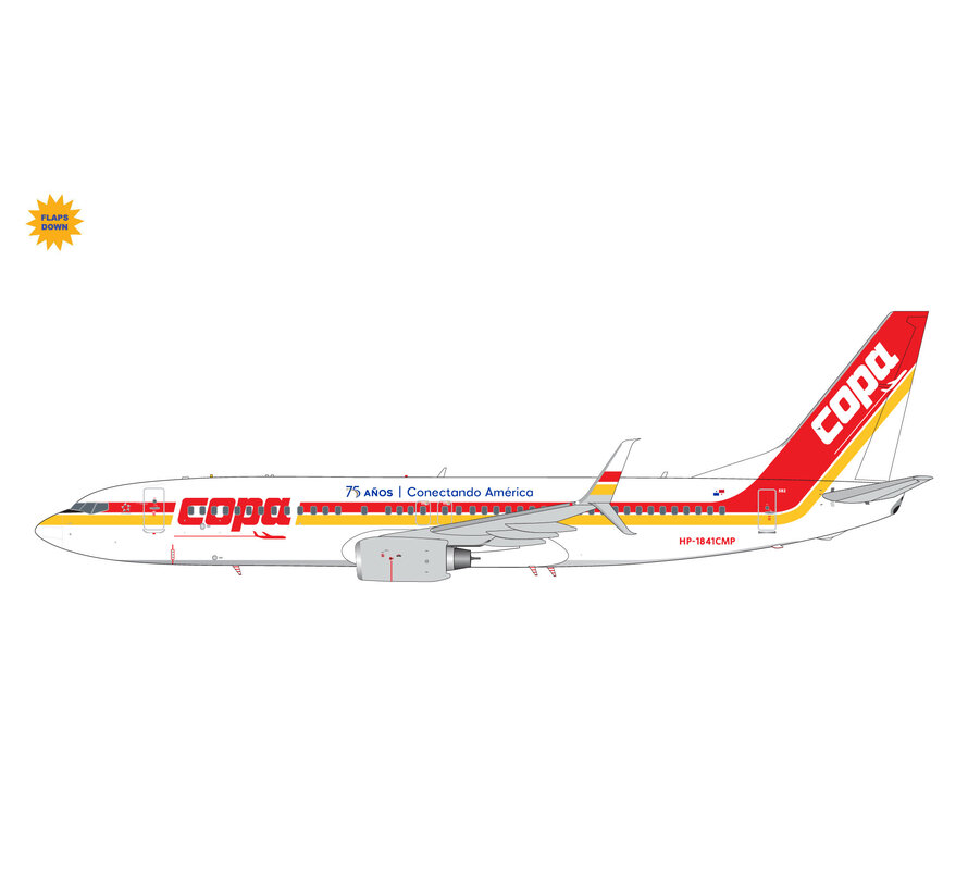 B737-800S Copa  75th anniversary retro HP-1841CMP 1:200 scimitars flaps down