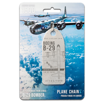 Plane Chains B-29 Superfortress 42-24791 patina metal aircraft skin tag