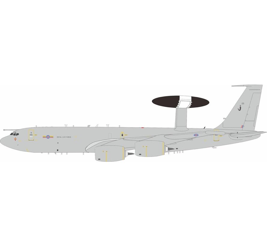 E3D Sentry AEW1 (B707-300) AWACS Royal Air Force RAF ZH105 1:200 with stand