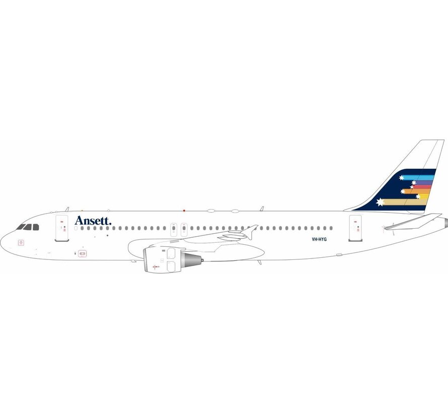 A320 Ansett Airlines shooting stars VH-HYG 1:200 with stand