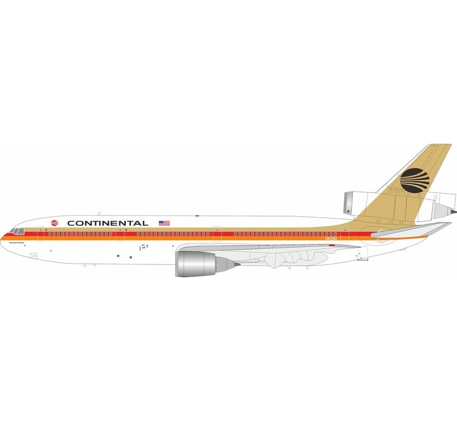 DC10-30 Continental Airlines black meat ball livery N12061 1:200 with stand