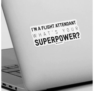 Airportag Sticker Flight Attendant Superpower Large (4" x 1.65")
