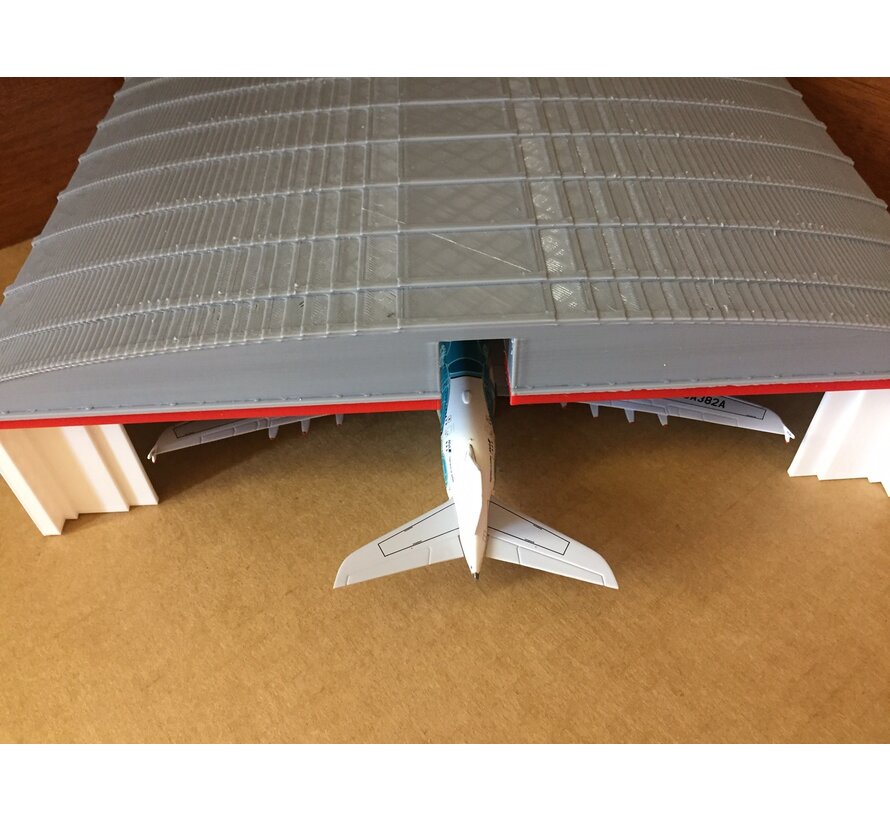 Large Hangar with curved roof, 3D printed 1:400