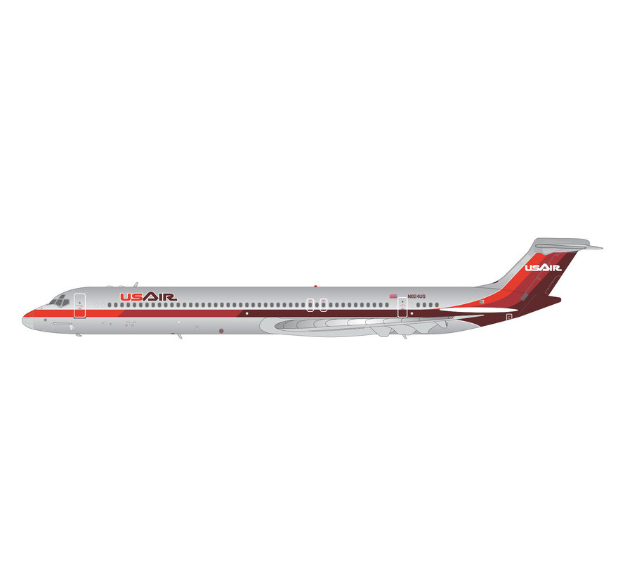 MD82 US Air 1980s polished livery 1:200 with stand