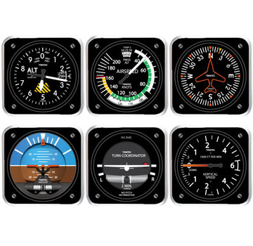 Trintec Industries Coaster Set 6-Piece Square Acrylic Cockpit