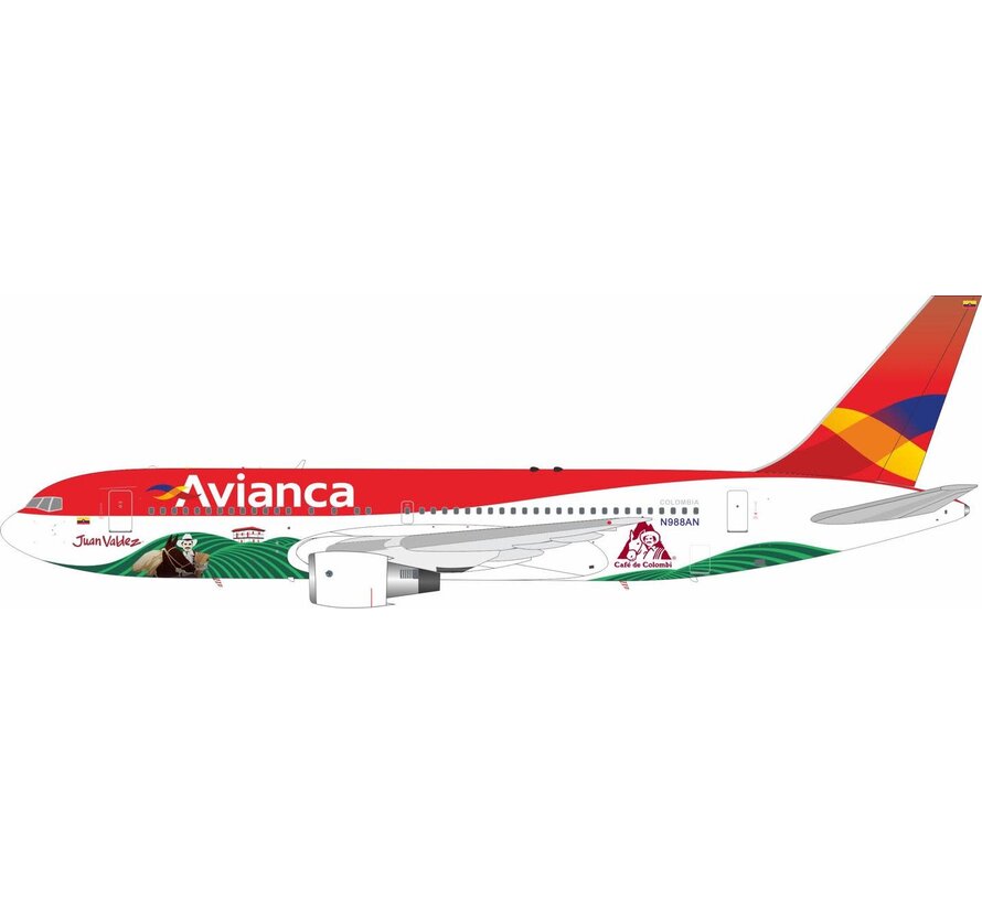 B767-200 Avianca old livery Juan Valdez N988AN 1:200 polished with stand