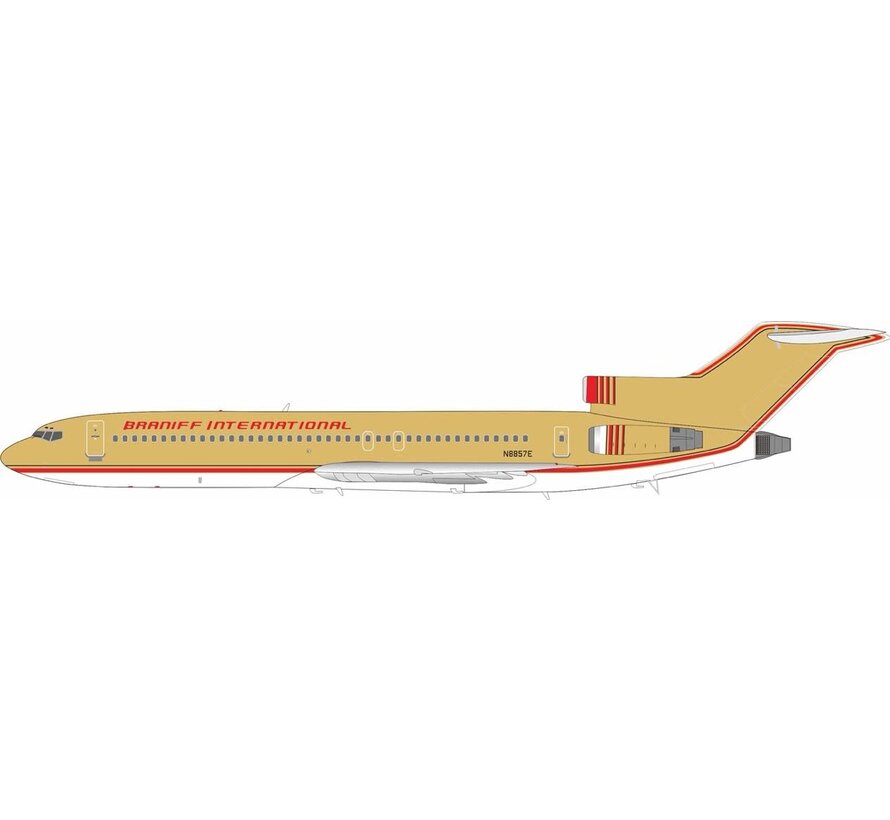 B727-200/Adv Braniff International Airlines mustard N8857E 1:200 with stand