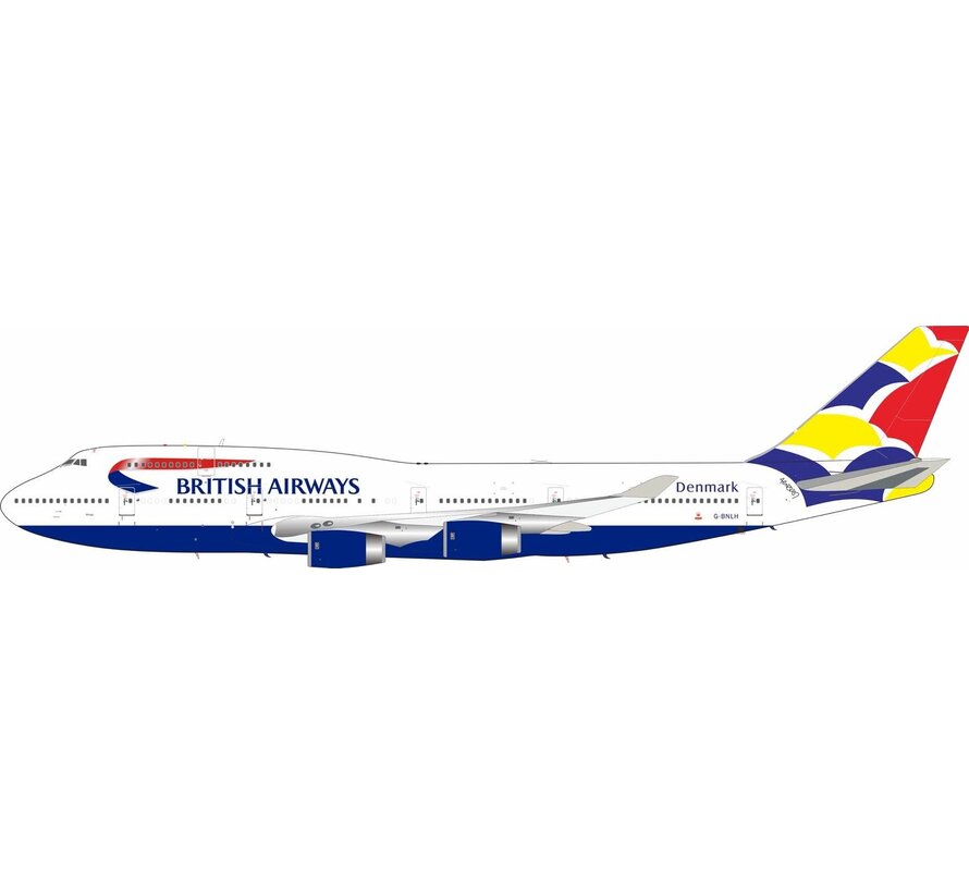 B747-400 British Airways Denmark World Tails VH-NLH 1:200 with stand and coin