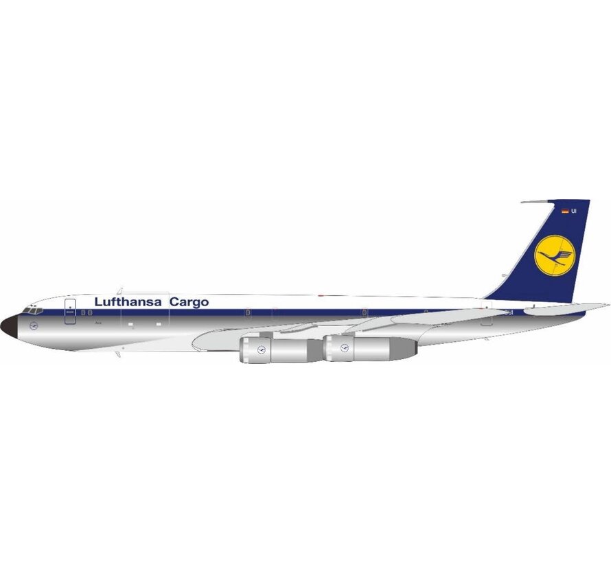 B707-330C Lufthansa Cargo (Helvetica livery) D-ABUI 1:200 with stand