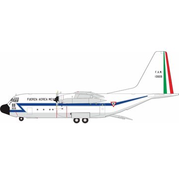 InFlight C130A Hercules Fuerza Aerea Mexicana Mexico Air Force white 10609 1:200 with stand