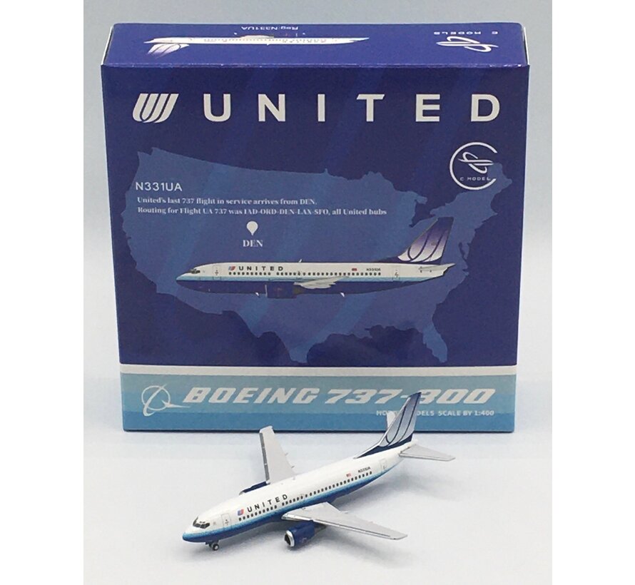 B737-300 United Airlines Blue Tulip livery last flight N331UA 1:400