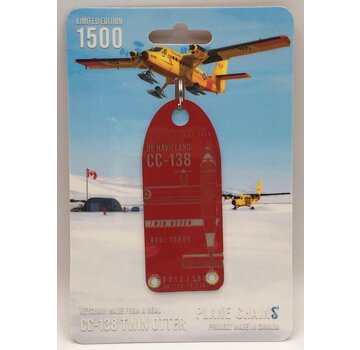 Plane Chains CC138 DHC-6  Twin Otter 13805 RCAF 440 Squadron red aircraft skin tag with rivet holes