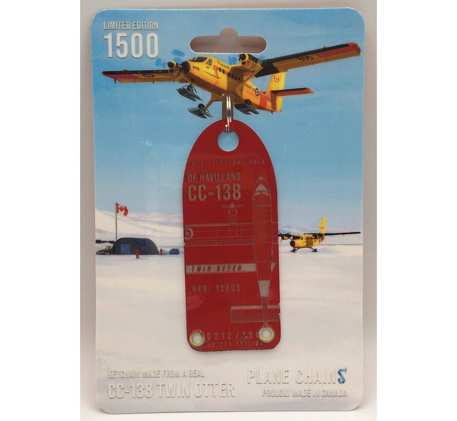 CC138 DHC-6  Twin Otter 13805 RCAF 440 Squadron red aircraft skin tag with rivet holes