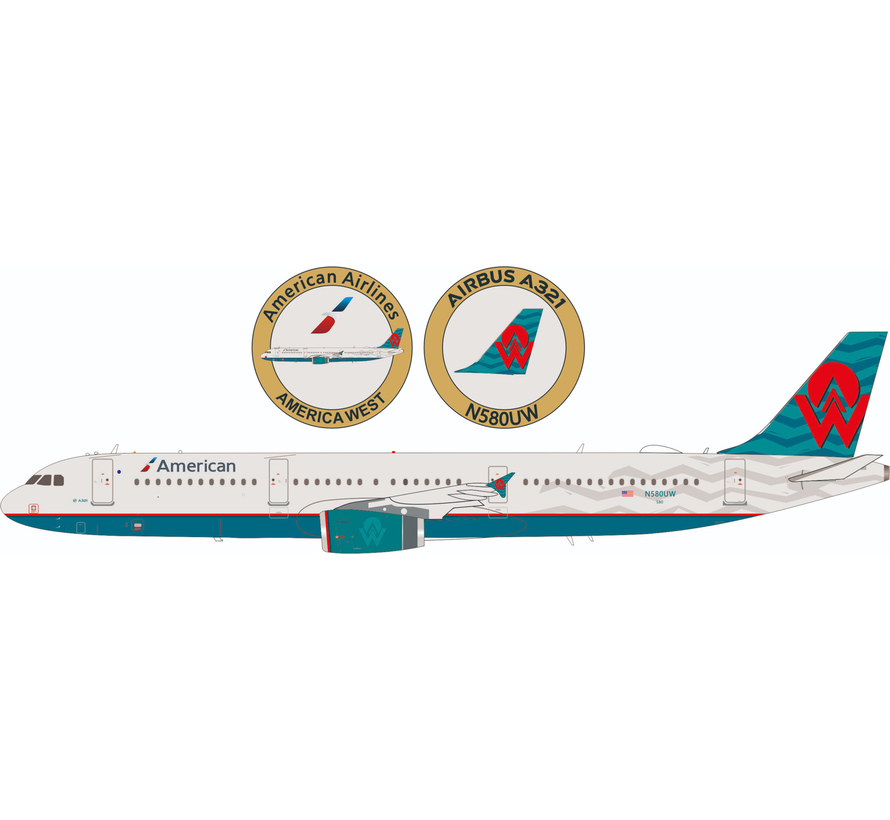 A321 American America West retro livery N580UW 1:200 with stand & coin +preorder+
