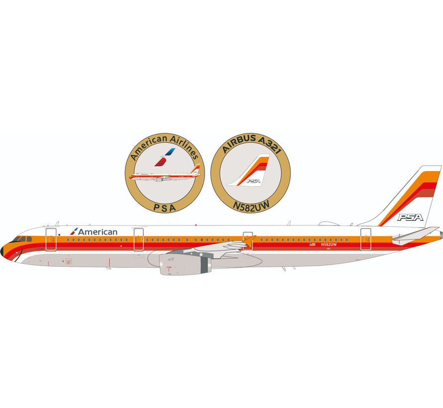 A321 American PSA retro livery N582UW 1:200 with stand & coin +preorder+