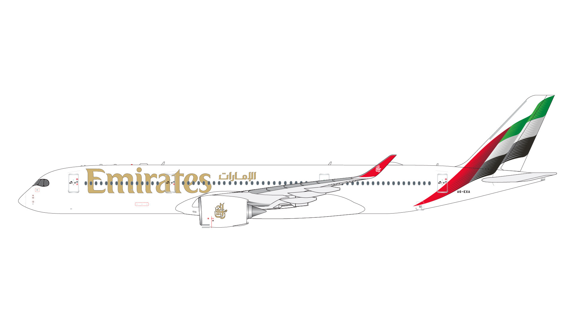 A350-900 Emirates A6-EXA 1:400 - avworld.ca