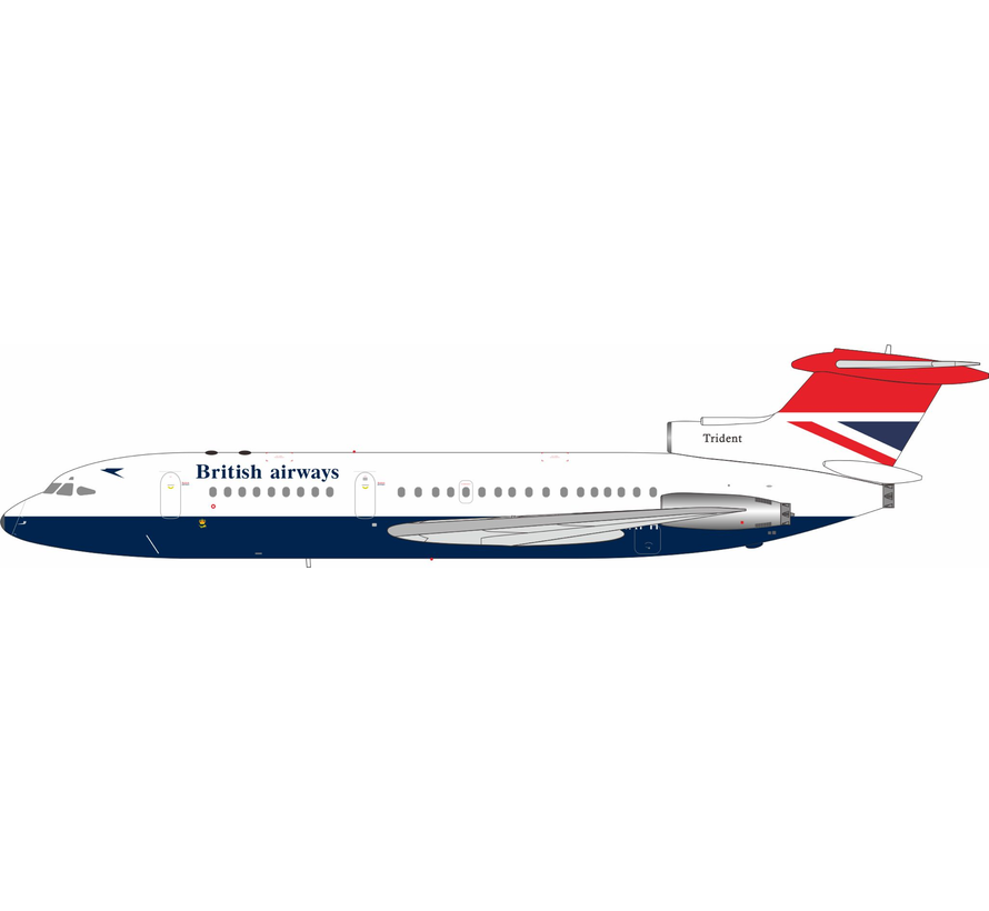 HS121 Trident 1C British Airways Negus livery 1:200 with stand and coin