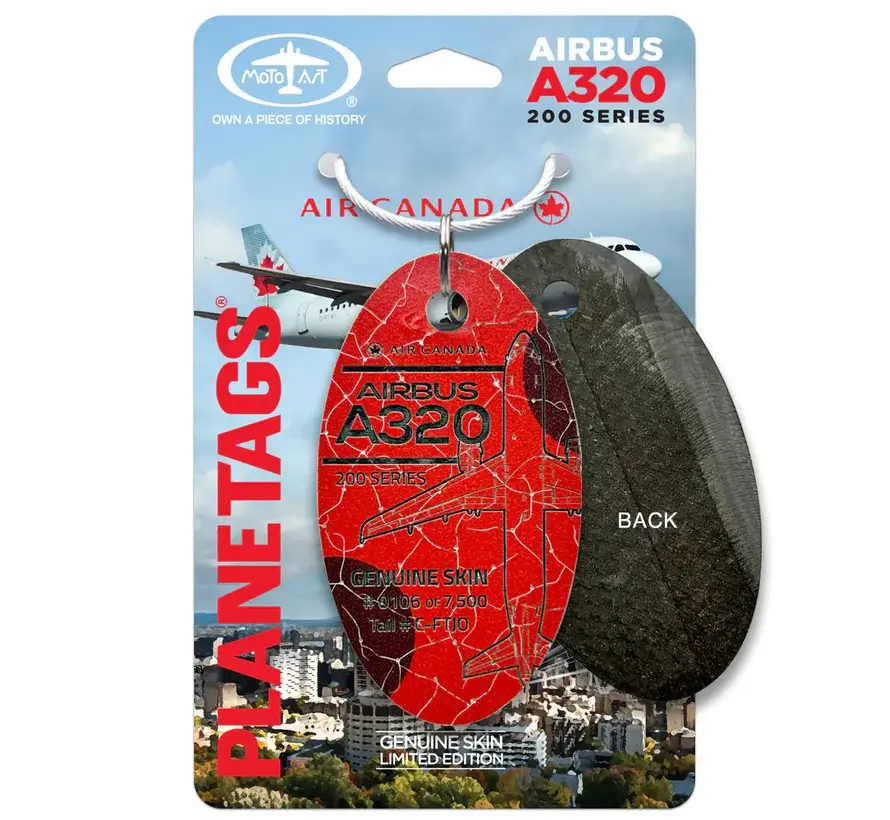 A320 Air Canada Plane Tag C-FTJO Composite Maple Leaf Thin