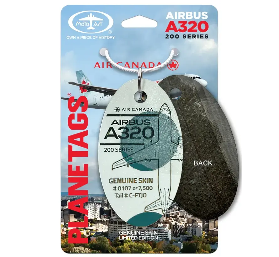 A320 Air Canada Plane Tag C-FTJO Composite Dark Tail Thin