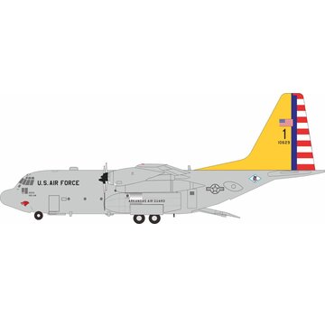 InFlight C130H Hercules USAF Arkansas ANG Yellow Tail 1 81-0629 1:200 with stand