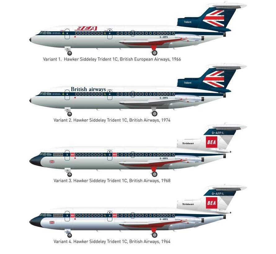 X-SCALE HS-121 Trident 1C British Airways/BEA 1:144