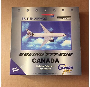 Gemini Jets B777-200 British Airways G-VIIN Canada World Tail 'Whale Rider' 1:400**Discontinued**