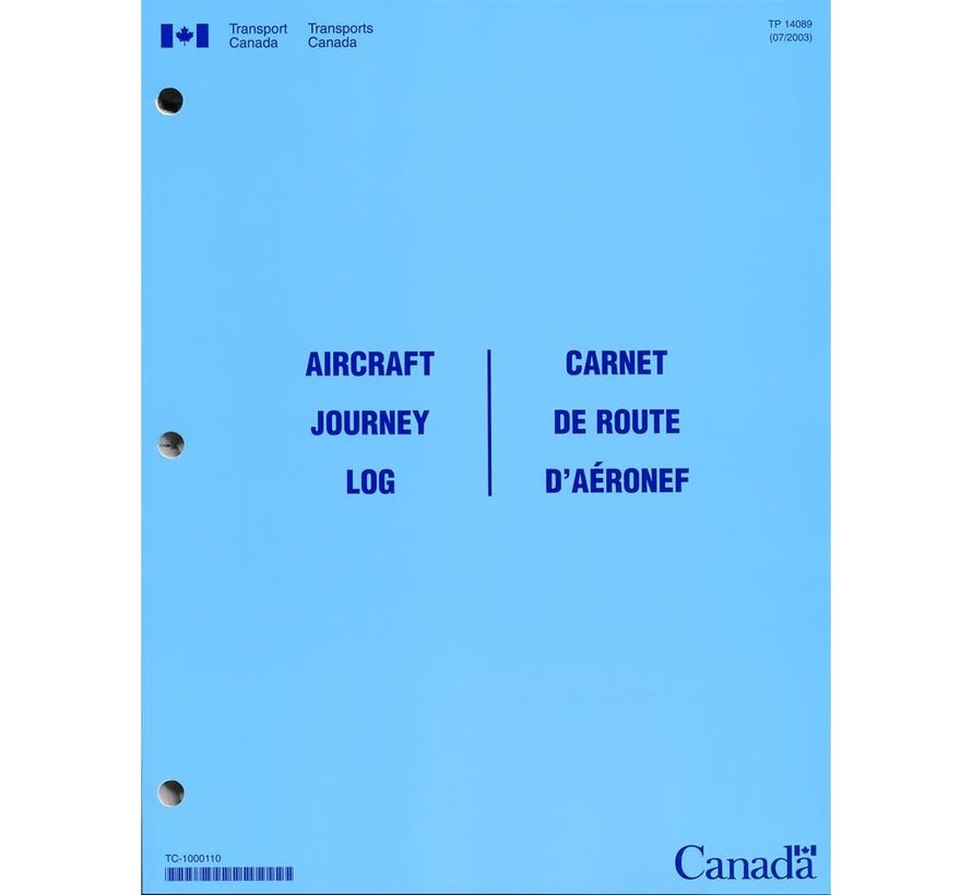 Aircraft Journey Log Transport Canada softcover