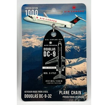 Plane Chains DC9 Air Canada 1993 green tail livery C-FTLT green aircraft skin tag
