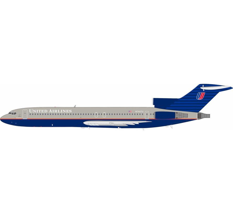 B727-200 Adv United Airlines battleship grey livery N7447U 1:200 with stand