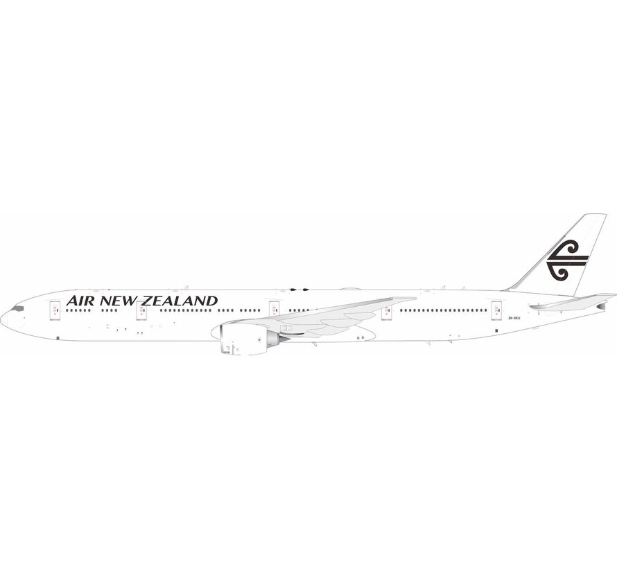B777-300ER Air New Zealand black & white markings white tail ZK-OKU 1:200 with stand