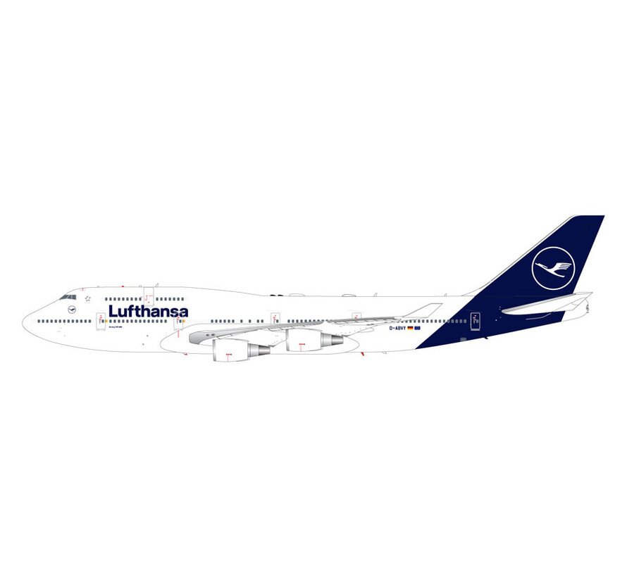 B747-400 Lufthansa 2018 livery D-ABVY 1:200 with stand