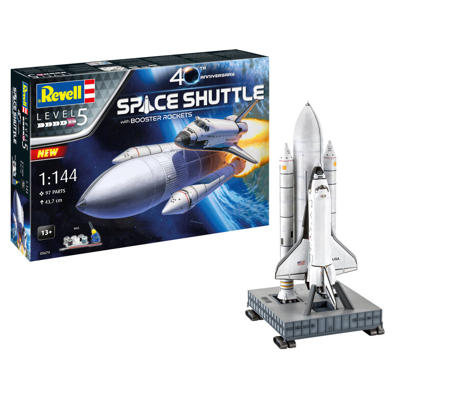 Space Shuttle with Booster Rockets 40th Anniversary Gift Set 1:144 w/glue & paint