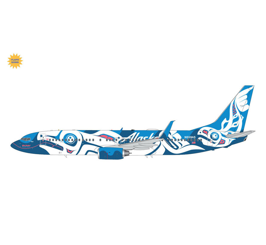 B737-800S Alaska Airlines “Xáat Kwáani”/”Salmon People,” flaps dn N559AS 1:200 *Pre-Order