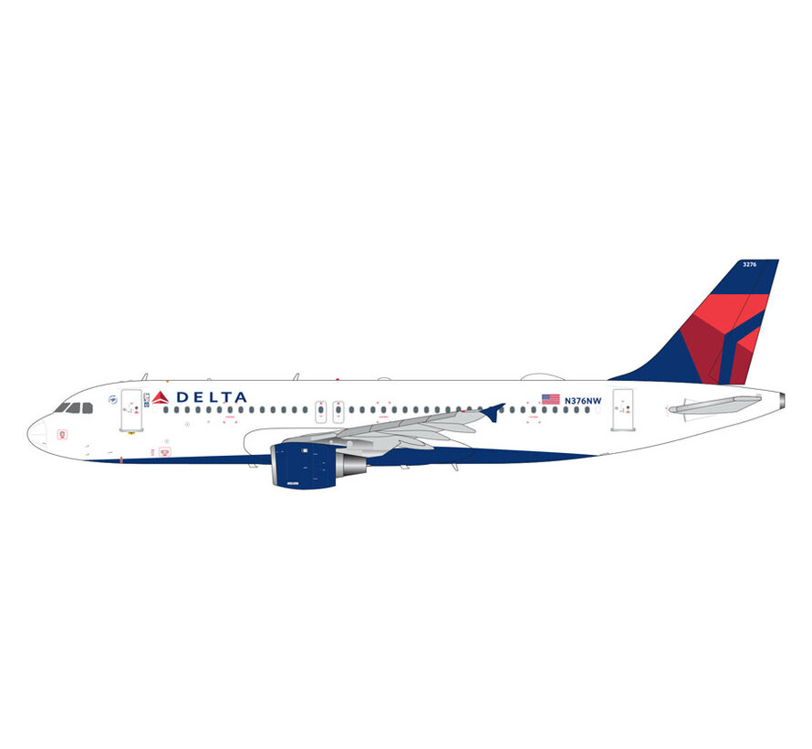 A320-200 Delta Air Lines 2007 livery N376NW 1:200 with stand