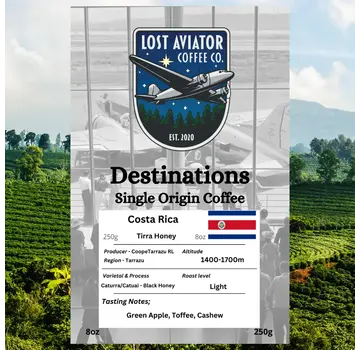Lost Aviator Destinations - Costa Rica Coffee 250 g / 8 oz Whole Bean
