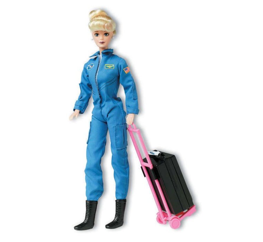 NASA Astronaut Doll (Female) In Blue Suit with luggage