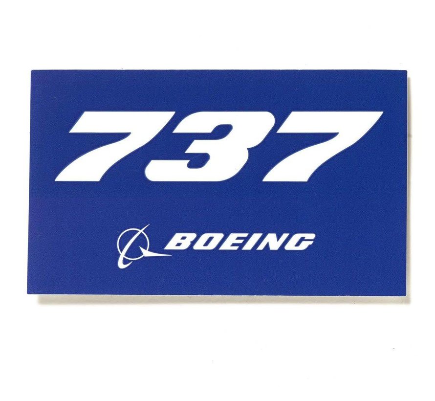 737 Blue Rectangle Sticker 3 3/4" x 2 1/4"