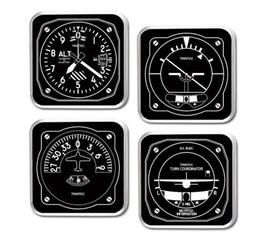 Coaster Set Black & White Square 4 piece