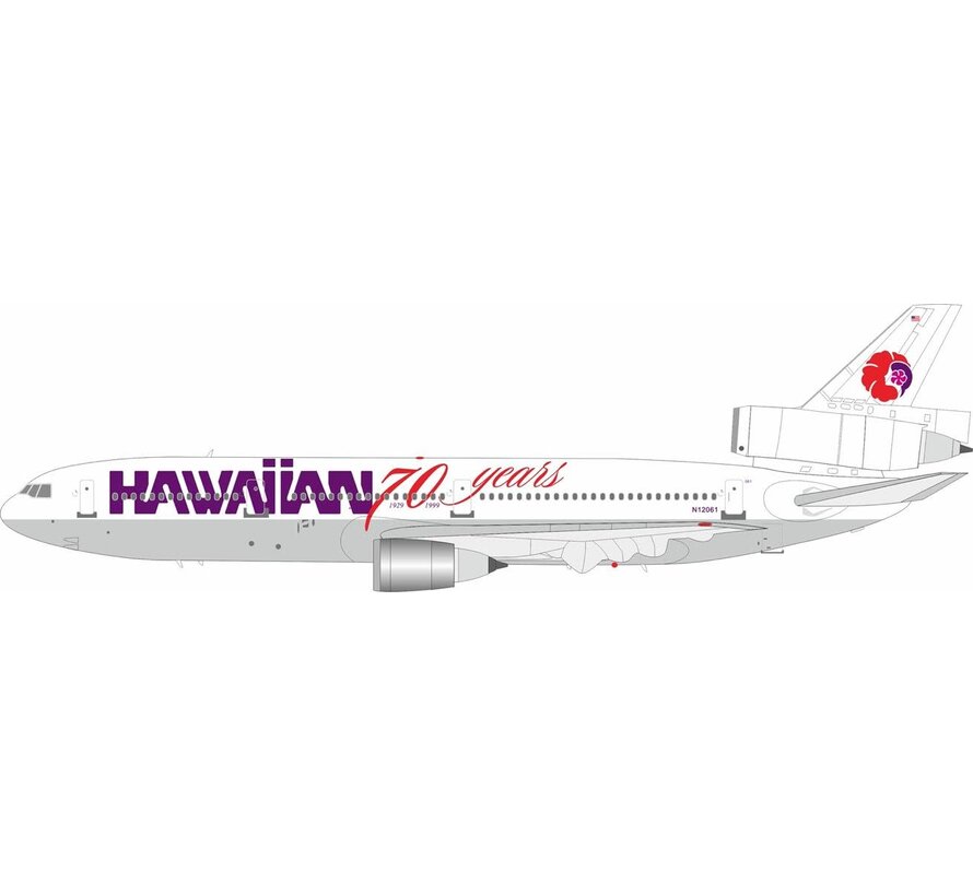 DC10-30 Hawaiian Air 70 Years N12061 1:200 with stand +New Arrival+