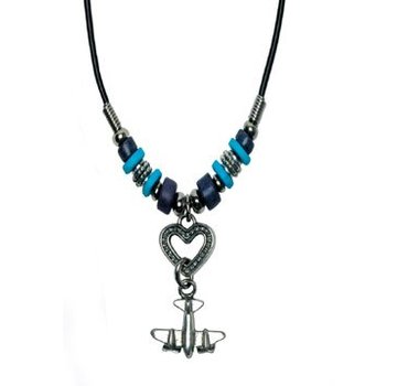 Airplane on Heart Necklace