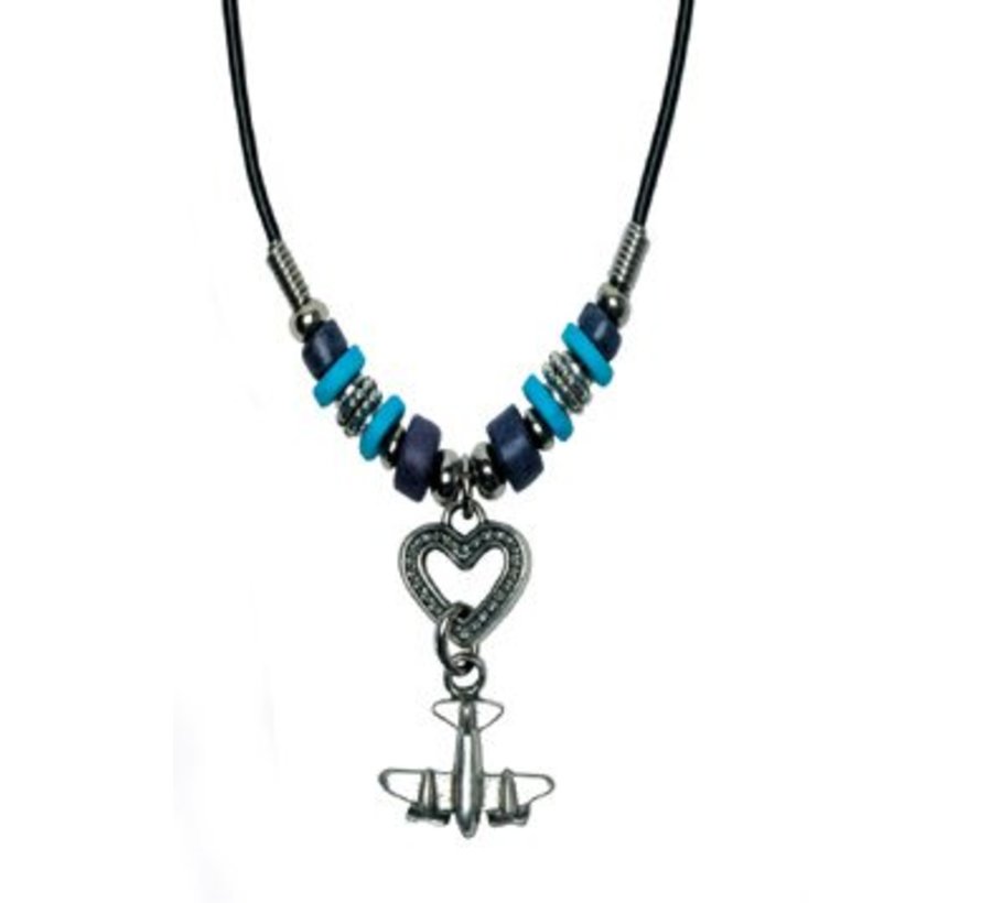 Airplane on Heart Necklace