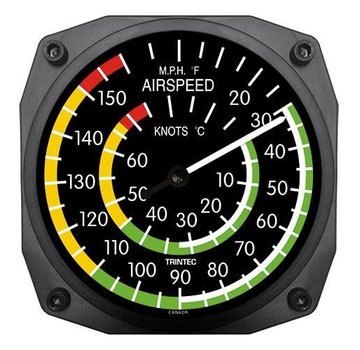 Trintec Industries Classic Airspeed Indicator Thermometer 6"