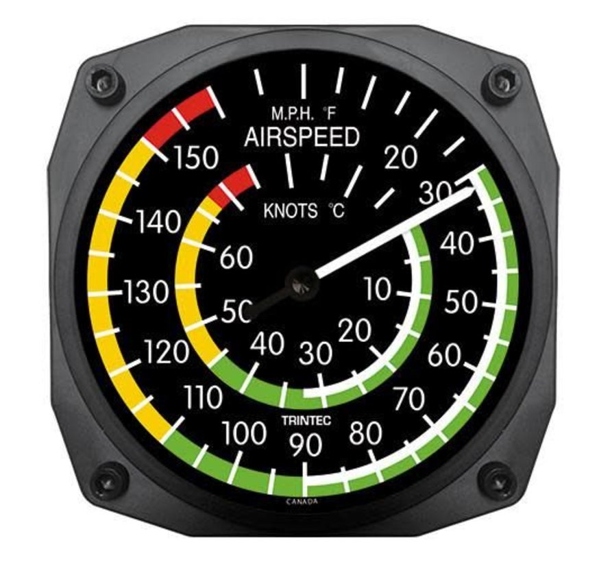 Classic Airspeed Indicator Thermometer 6"