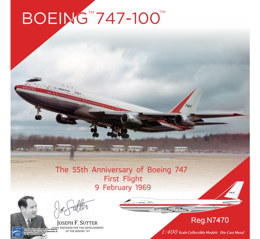 B747-100 Boeing house colours N7470 first flight 55 years 1:400 NG LITE +NEW MOULD+