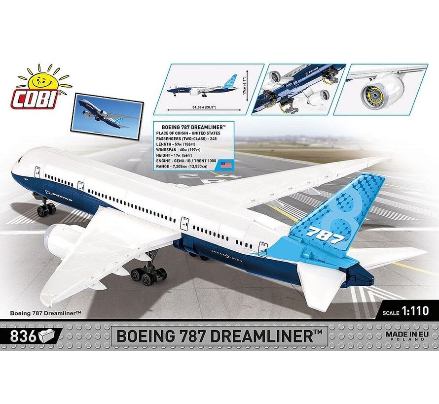 Boeing 787 Dreamliner 836 PCS 1:110 Scale