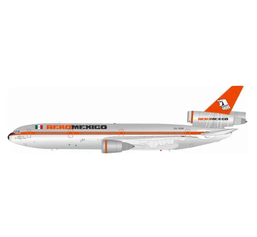 DC10-30 AeroMexico bare metal red cheatline XA-DUH  1:200 with stand +new Arrival+